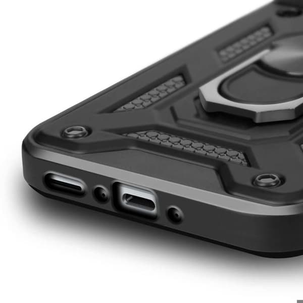 Coque Ring til Galaxy A37 med Skydelåg til Kamera Stødabsorberende Mayaxess Sort Svart