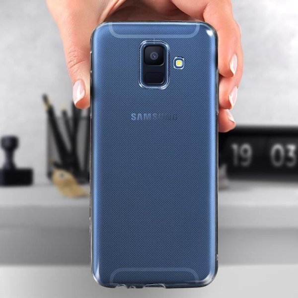 Takakansi + näytön karkaistu lasikalvo Samsung Galaxy A6:lle - Läpinäkyvä transparent