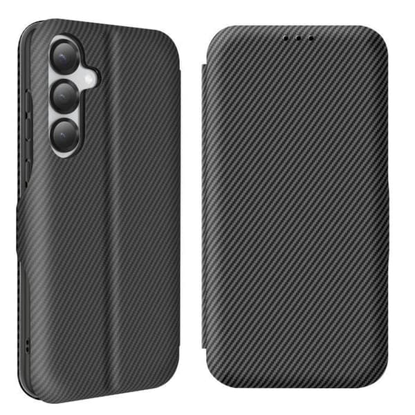 Smartphoneetui - Samsung - S25 - Kulfiber - Video Støtte - Anti-RFID Sort Svart
