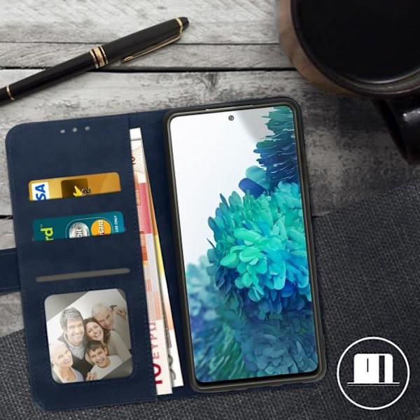 Hus til Samsung Galaxy S20 FE - AVIZAR - Vintage Folio - Fleksibel - Magnetisk - Blå Blå