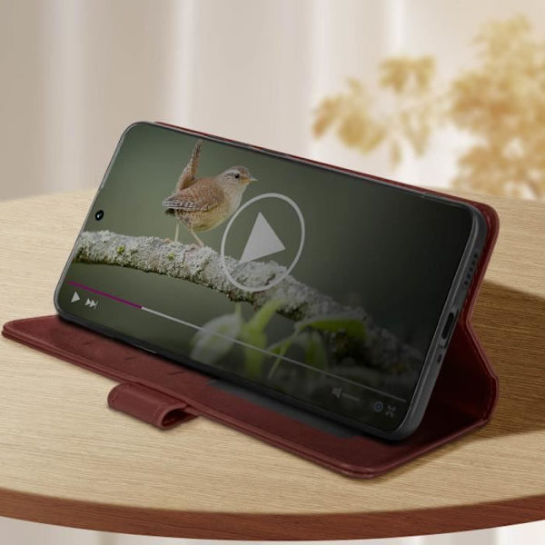 Mobilfodral - Xiaomi - Redmi Note 13 Pro Plus - Vintage - Brun - Videostöd kastanj