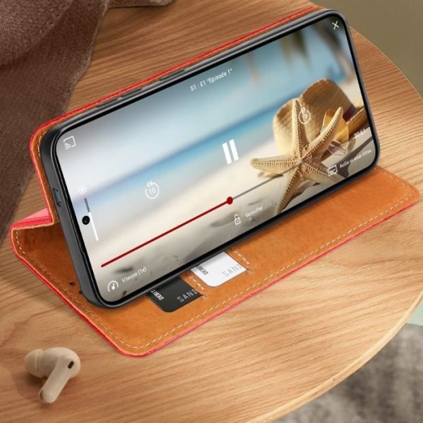 Pungcover - AVIZAR - Samsung Galaxy S24 Plus - Ægte læder - Rød Röd