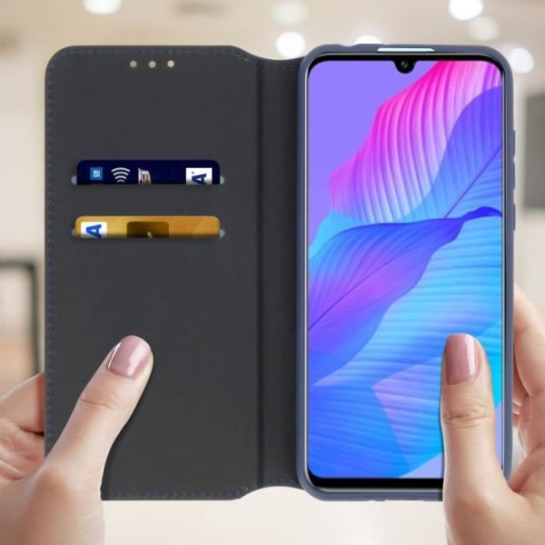 Housse - Huawei - P Smart S - Øko-læder - Støttefunktion - Blå Blå