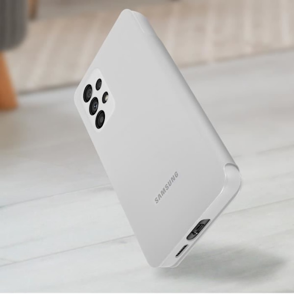 Officiellt Etui - Samsung - Galaxy A33 5G - S View Wallet Cover - Vit - Antibakteriellt Skydd Vit