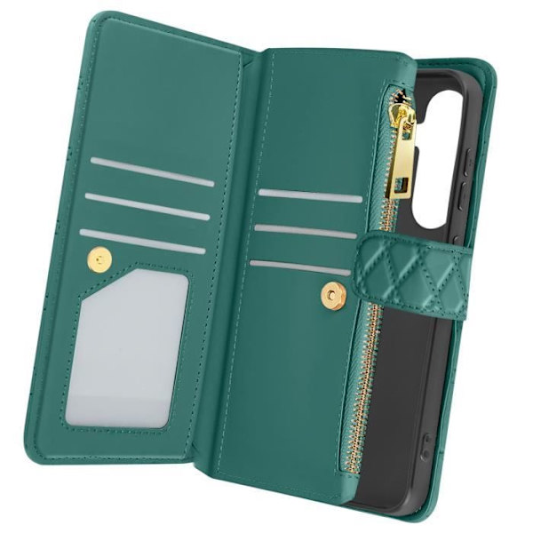 Fodral till Samsung Galaxy S24 Plånbok Handledsrem Quilted Design Duck Blue