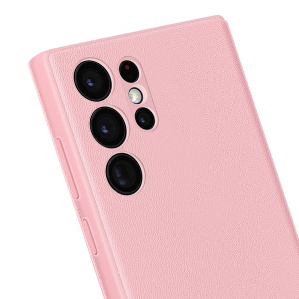 Nahkakotelo Galaxy S22 Ultra Näyttöikkuna Korttipidike Rose Rosa