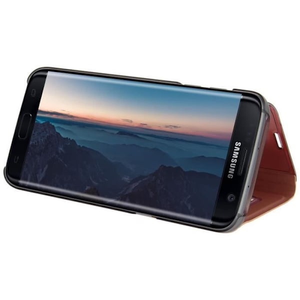 Etui Galaxy S7 Edge - AVIZAR - Hölster med spegelklapp - Ställfunktion - Mjuk skal - Glänsande Rosa