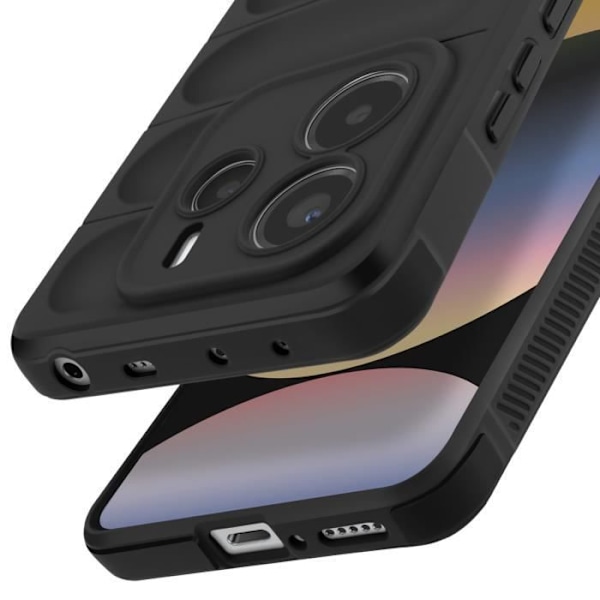 "Täckskal för Xiaomi Redmi Note 14 5G Stötabsorberande Silikon Texturerat 3D Svart" Svart
