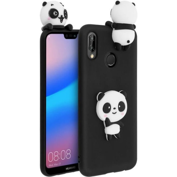 Coque - Huawei - P20 Lite - Design Panda 3D - Mjuk - Silikon Gel - Svart Svart