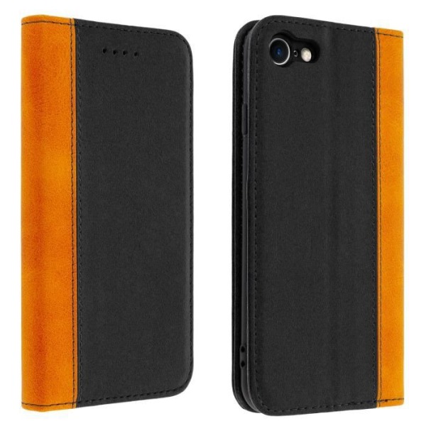 Housse til iPhone 7 og 8 - AVIZAR - Folio-etui - Øko-læder - Kortopbevaring - Støttefunktion sort Svart