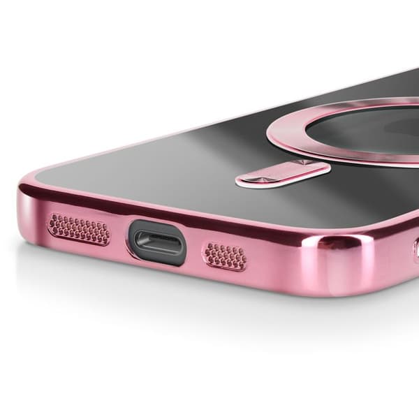 iPhone 17e cover med kromkant, MagSafe-kompatibel, rosa Ros