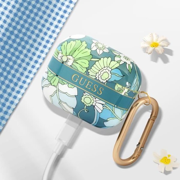 Coque til AirPods 3 med Karabinhage Delikat Blomstermotiv Guess Multifarvet Flerfärgad