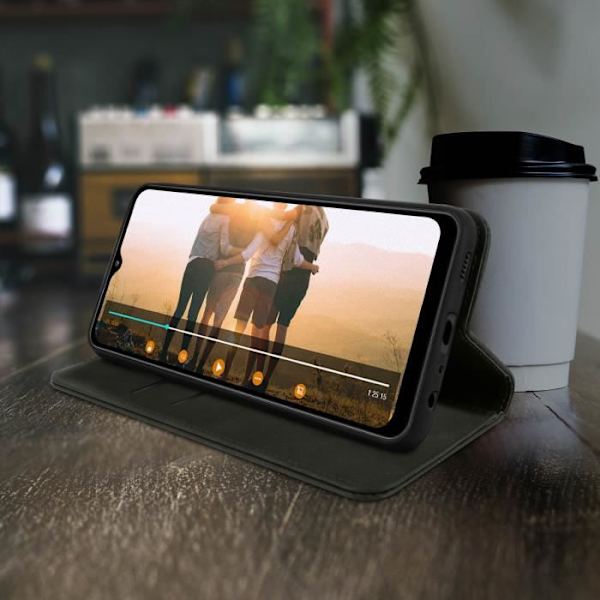 Etui för Samsung A32 5G - AVIZAR - Plånbok Videostöd - Magnetstängning - Svart Svart