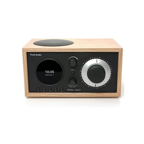 Tivoli Audio Model One + FM/DAB+ bordsradio med Bluetooth och fjärrkontroll - Ek/Svart svart ek