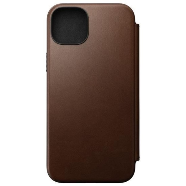 Nomad Folio Modern Læder Flip Cover til iPhone 15 Plus Brun kastanj