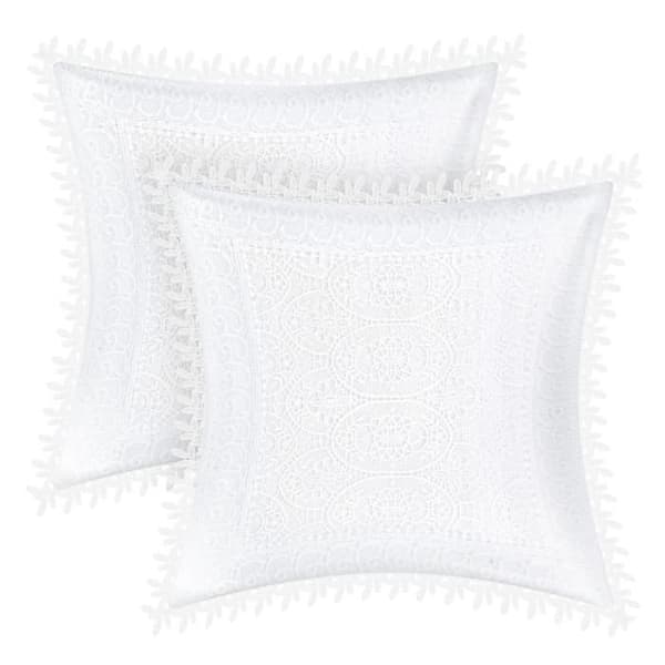 Pudevårter - AVIZAR - 45x45 cm - Blondekant - Elegance - Hvid Vit