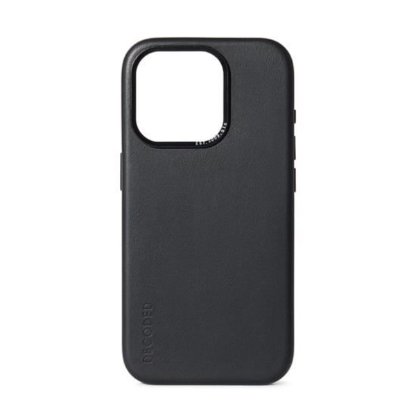 Avkodat fodral kompatibelt med MagSafe i läder för iPhone 15 Plus Black