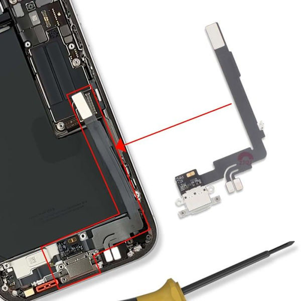 Laderconnector til iPhone 16 Pro Max Reparation af USB-C og Micro Hvid Vit