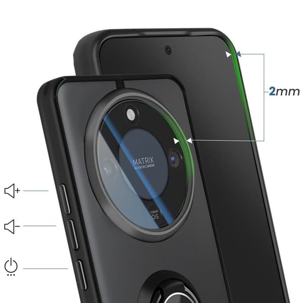 Cover til Honor Magic 8 Lite Beskyttelse i Bi-materiale med Magnetring Sort Svart