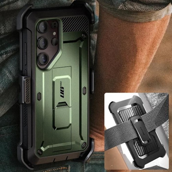 Heltäckande fodral för Samsung S25 Ultra Stöttåligt Ställbart Stöd Supcase Mörkgrön Grön