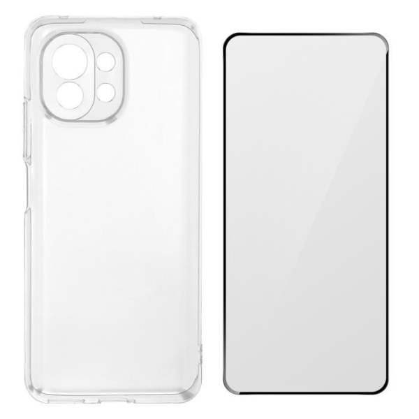 Xiaomi Mi 11 Lite og Mi 11 Lite 5G blødt etui og 9H hærdet glasfilm sort