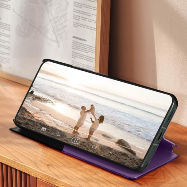 Folio-etui til Xiaomi 13 - AVIZAR - Time Display Window - Video Support - Mørk lilla Mörklila