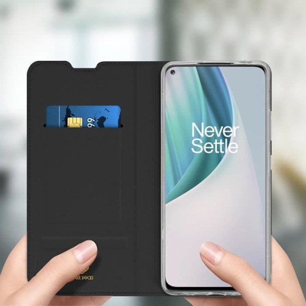 Housse - DUX DUCIS - OnePlus Nord N10 5G - Eco-läd - Kortfack - Videostöd Svart