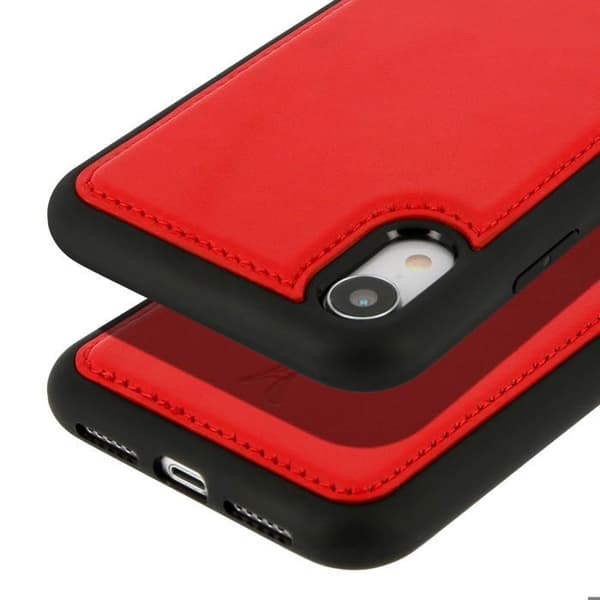 Coque - AKASHI - iPhone XR - Äkta Läder - Hård Skydd - Röd Röd