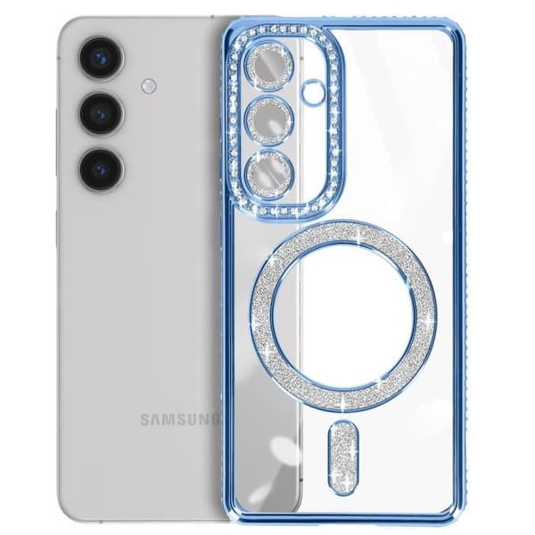 Coque - AVIZAR - Samsung Galaxy S24 - Rigide - Strass - MagSafe skydd Blå