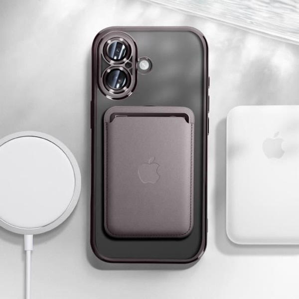 Fodral - AVIZAR - iPhone 16 Plus - Silikon - Svart Chrome Contour - Fullständigt kameraskydd Svart