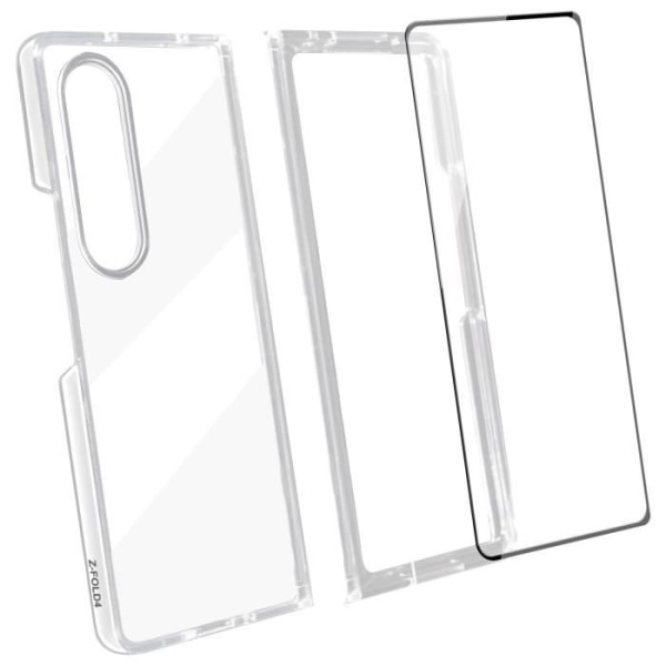 Fodral till Samsung Galaxy Z Fold 4 - AVIZAR - Silikongel och 9H härdat glas - Svart - Stel - Smidig - Blandad Svart