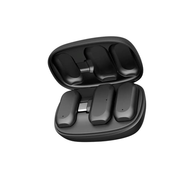 Sæt med 2 trådløse lavalier-mikrofoner med ANC USB-C og Lightning Devia Sort