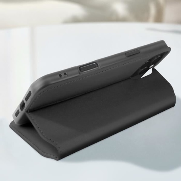 iPhone 16 Pro Max Etui Klap Lommebok og Videostøtte Sort Svart