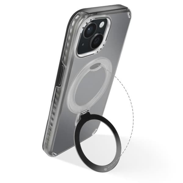 MagSafe Cover - Stødabsorberende - iPhone 15 Plus og 14 Plus - Foldestøtte - Sort - Bimateriale Svart