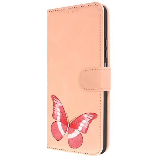 Fodral till Xiaomi Redmi Note 12 Rosa plånbok i konstläder, fjärilsdesign