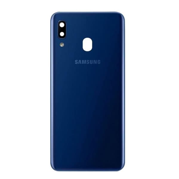 Batterikåpa - SAMSUNG - Galaxy A20e - Original baksida - Blå färg - Utskärningar för kameror Blå