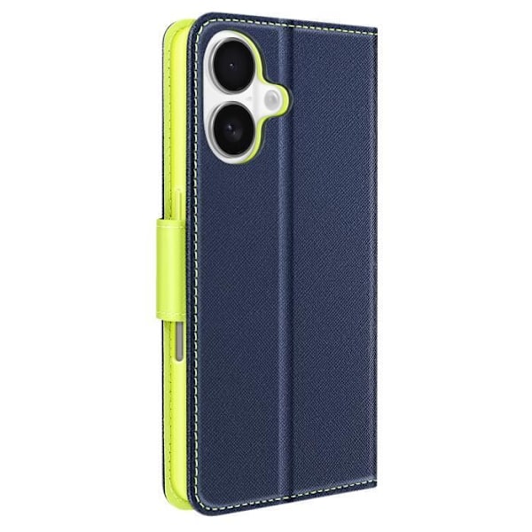 Etui för iPhone 16 Plånbok Läder Saffiano Fancy Mörkblå Blå