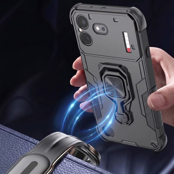 Cover til Nothing Phone 4b med roterende ring og støttefunktion sort Svart