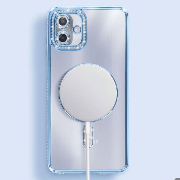 Coque Magsafe - AVIZAR - Galaxy A07 - Kontur Strassé Blå - Stødbeskyttelse - Elegant Blå