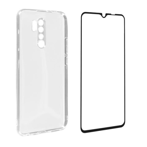 Xiaomi Redmi 9 Soft Case og 9H hærdet glasfilm sort