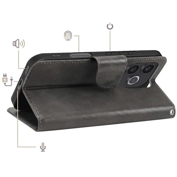 Plånboksfodral för Honor 600 Lite Retro Stil med Stöd Grå Grå