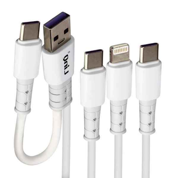 USB-A / USB-C till USB-C, Lightning och Micro-USB-kabel Längd 1,2 meter LinQ