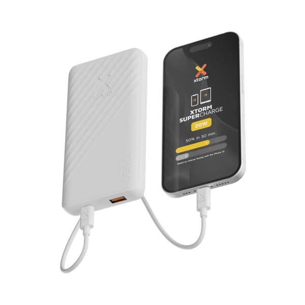 Extern Batteri 10000mAh Go2 Serie USB-C 20W / USB-A 18W Xtorm Vit Vit