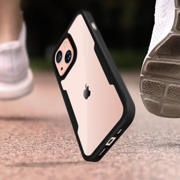 iPhone 13 -kotelo Plexiglas Takana Edessä Polymeerivahvistetut kulmat Musta Contour