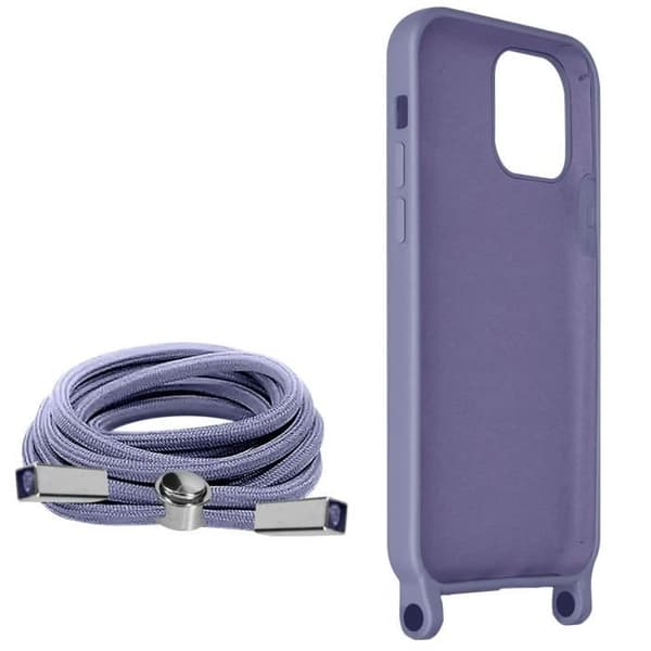 Coque iPhone 12 Pro Max - AVIZAR - Semi-rigide - Cordon Nylon 80cm - Lavande - Mixte Lavendel