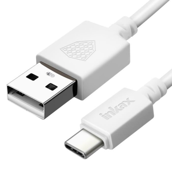 USB Typ C-kabel Laddning och synkronisering Vändbar kontakt 3m Inkax Vit