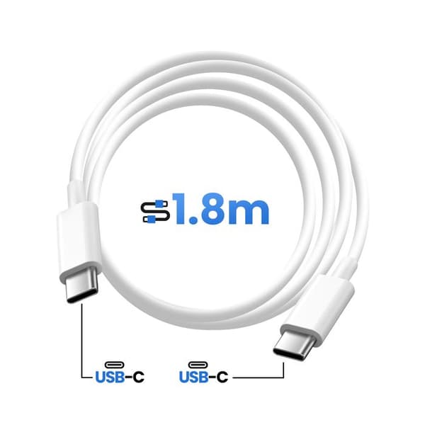 Laddare för Galaxy Book2 / 3 / 4 / Edge USB-C 96W + Kabel 1,8m Vit Vit