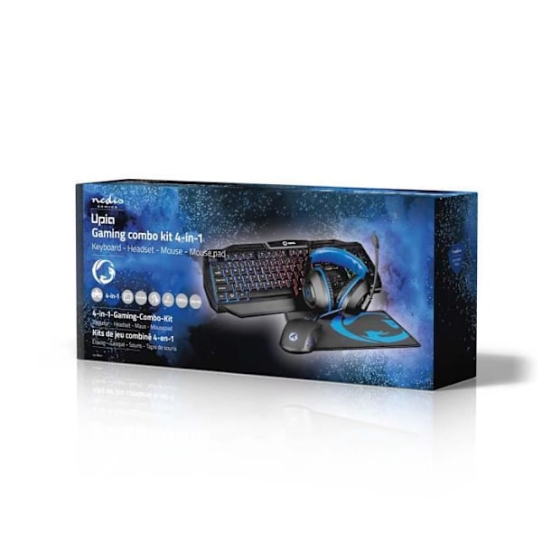 Spelkit kombination - Nedis - GCK41100BKIT - Bakgrundsbelyst tangentbord - Stereo headset - Mus med 6 knappar