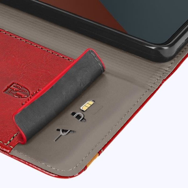 Rött plånboksfodral för Xiaomi Redmi Note 13 Pro 5G med videostöd och RFID-blockering Röd