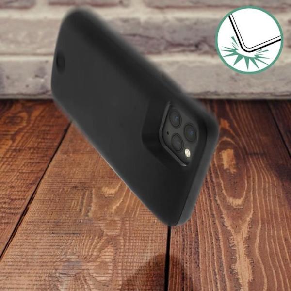 Coque med indbygget batteri - AVIZAR - iPhone 11 Pro Max - 6000mAh - Stiv beskyttelse - Soft-touch Svart